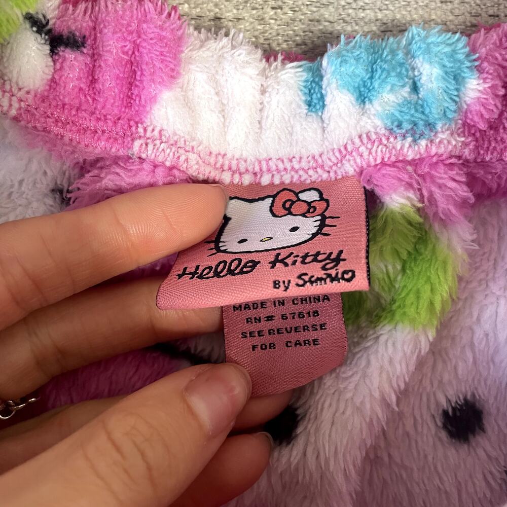 Hello Kitty Sanrio Pink Plush Spa Wrap Shower Robe Hearts Medium Y2K Kawaii - Picture 3 of 4